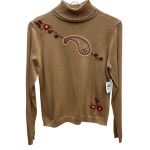 Goodclothes Collection Turtleneck Sweater Floral Paisley Embroidery SZ Med NEW